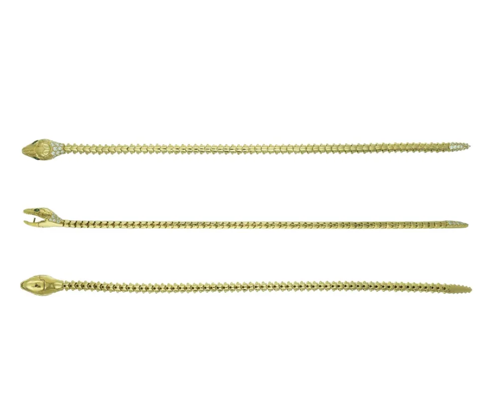 Diamond Rattler Nouveau Serpent Bracelet sold by Stoned Fine Jewelry