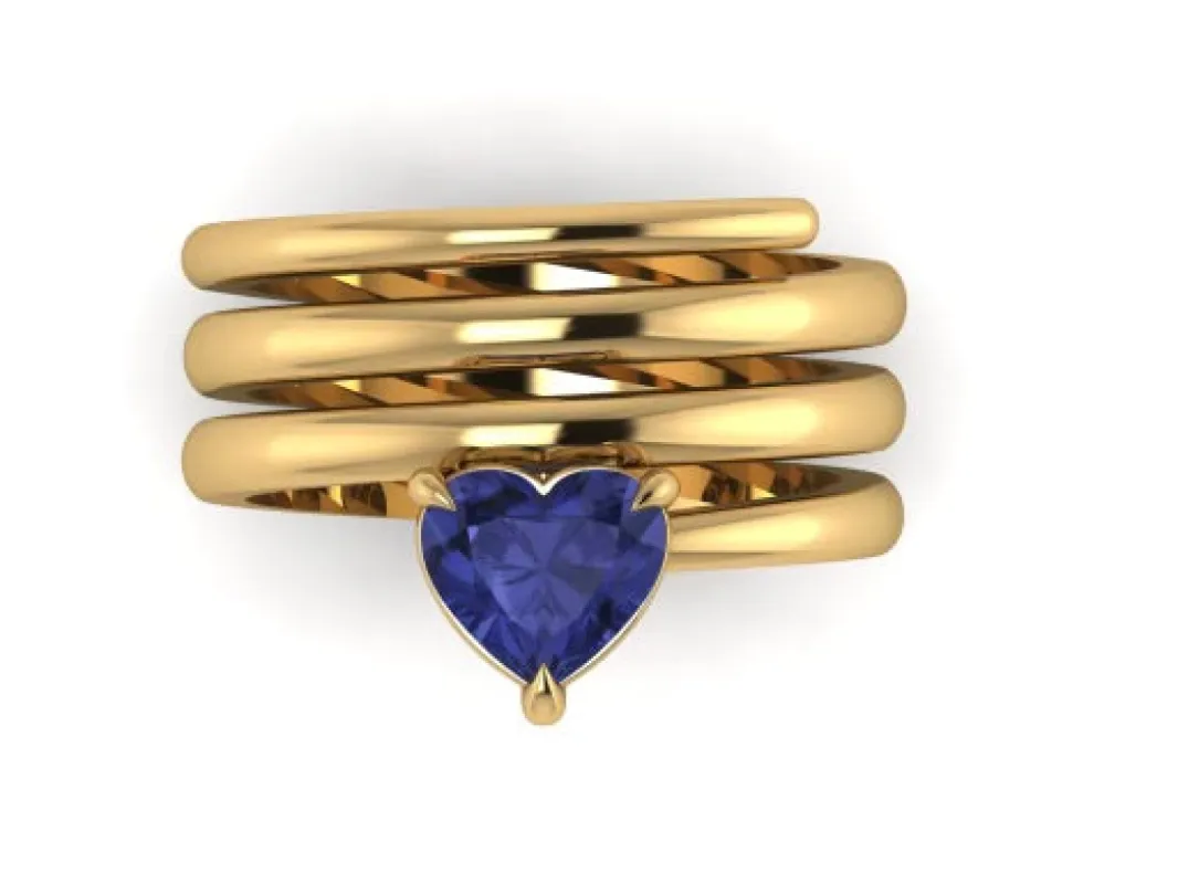 Blue Jean Spiral Heart Pinky Ring sold by Stoned Fine Jewelry