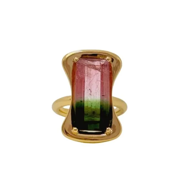 Watermelon Tourmaline Wave Ring sold by Stoned Fine Jewelry