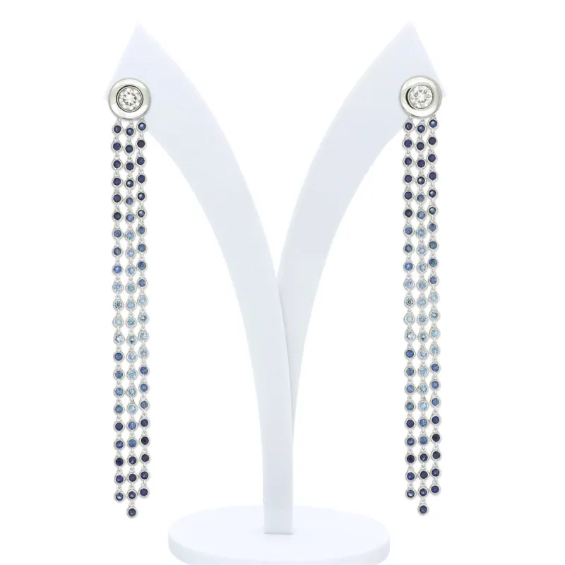 Ombré Sapphire Fringe Jacket with Stud sold by Stoned Fine Jewelry