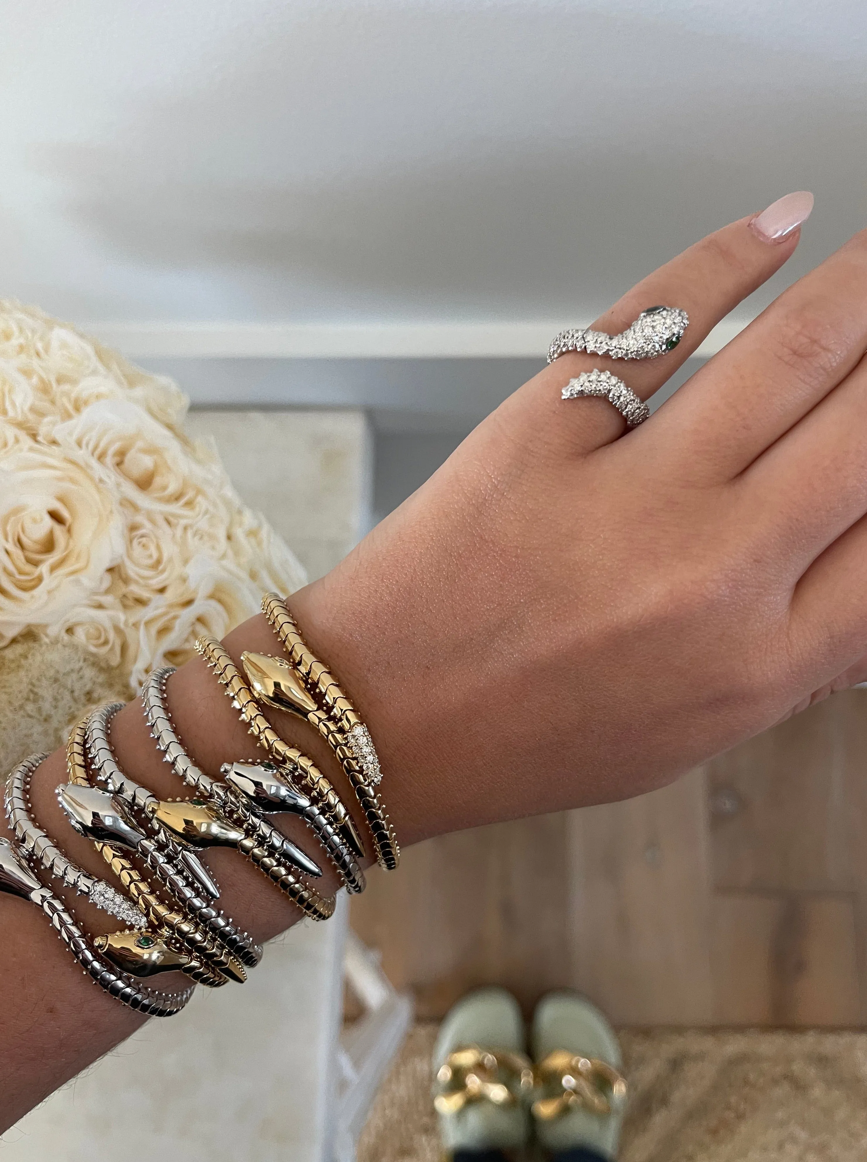 Solid Gold Serpent Bracelet sold by Stoned Fine Jewelry product image thumbnail 3