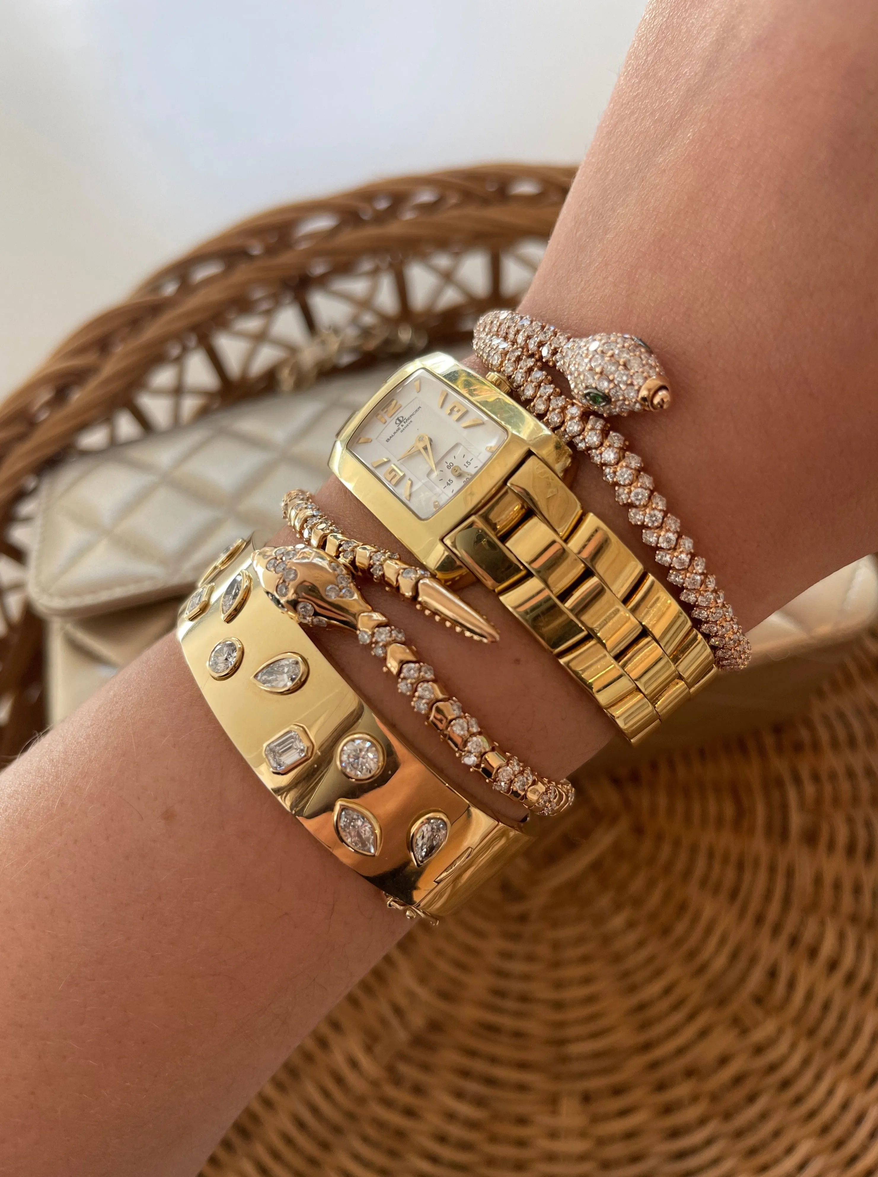 GIA Certified Mixed Shape Diamond Bubby Bangle sold by Stoned Fine Jewelry product image thumbnail 3