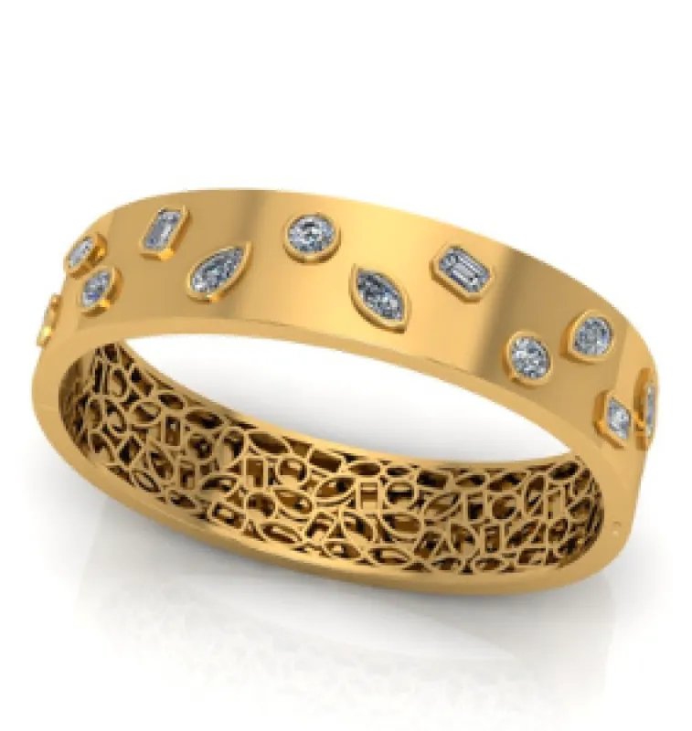 GIA Certified Mixed Shape Diamond Bubby Bangle sold by Stoned Fine Jewelry