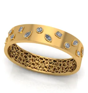 GIA Certified Mixed Shape Diamond Bubby Bangle sold by Stoned Fine Jewelry