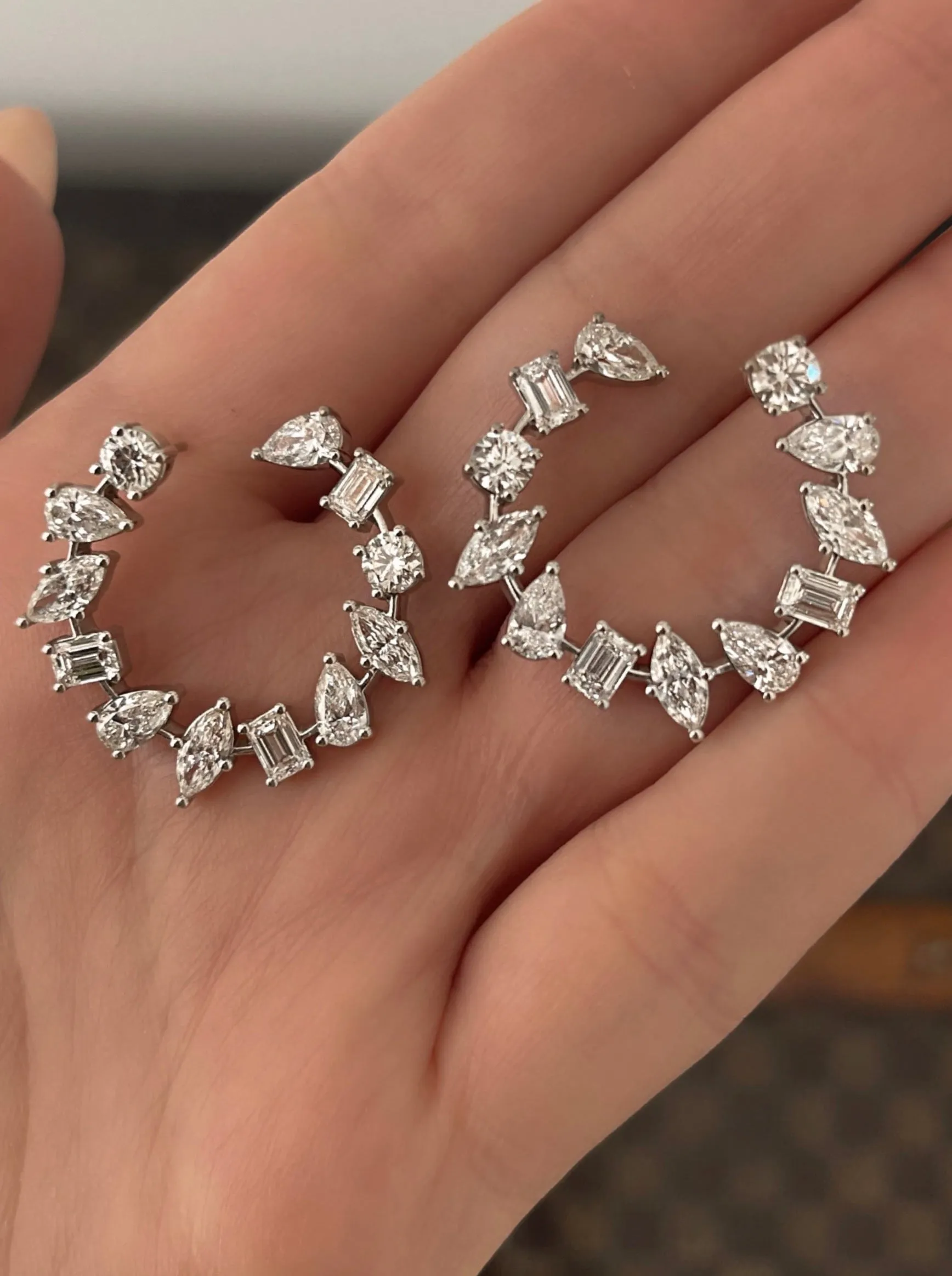 GIA Certified Mixed Shape Open Face Hoops sold by Stoned Fine Jewelry product image thumbnail 4