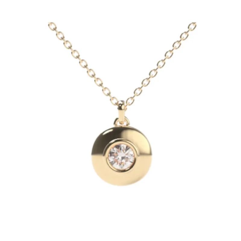 Classic Diamond Saucer Pendant sold by Stoned Fine Jewelry