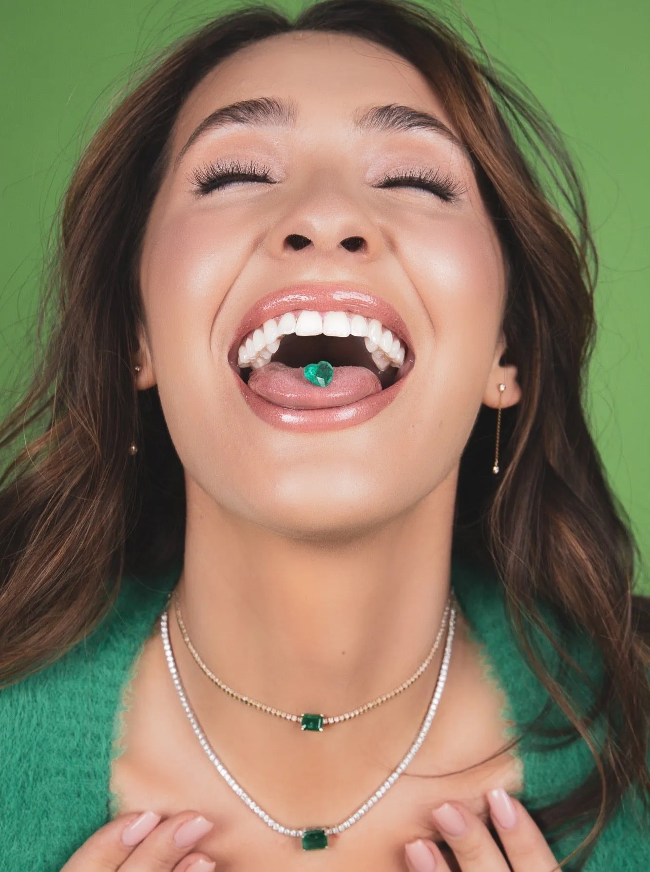 Zoie Diamond Choker with Emerald Center sold by Stoned Fine Jewelry product image thumbnail 3