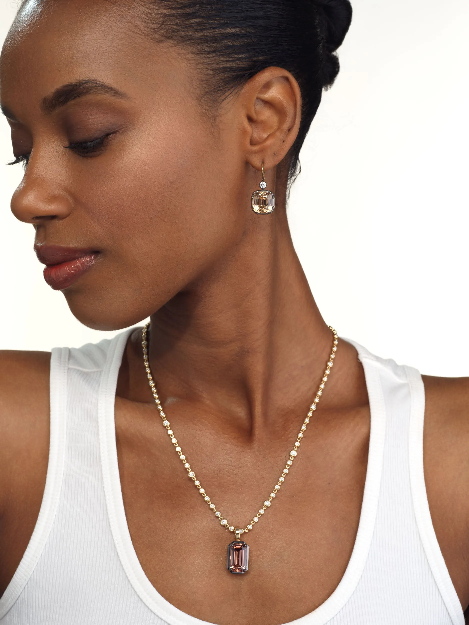 *NEW* Collet Set Champagne Zircon Earrings sold by Stoned Fine Jewelry product image thumbnail 2