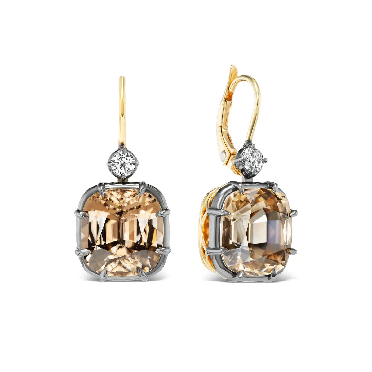 *NEW* Collet Set Champagne Zircon Earrings sold by Stoned Fine Jewelry