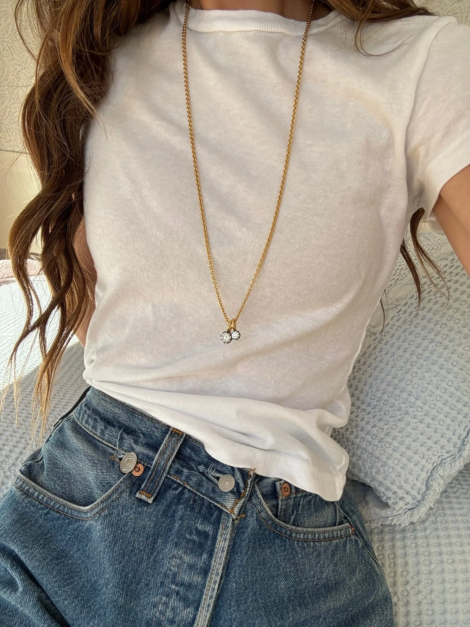 Collet Set 2 Carat Round Diamond Charm sold by Stoned Fine Jewelry product image thumbnail 2