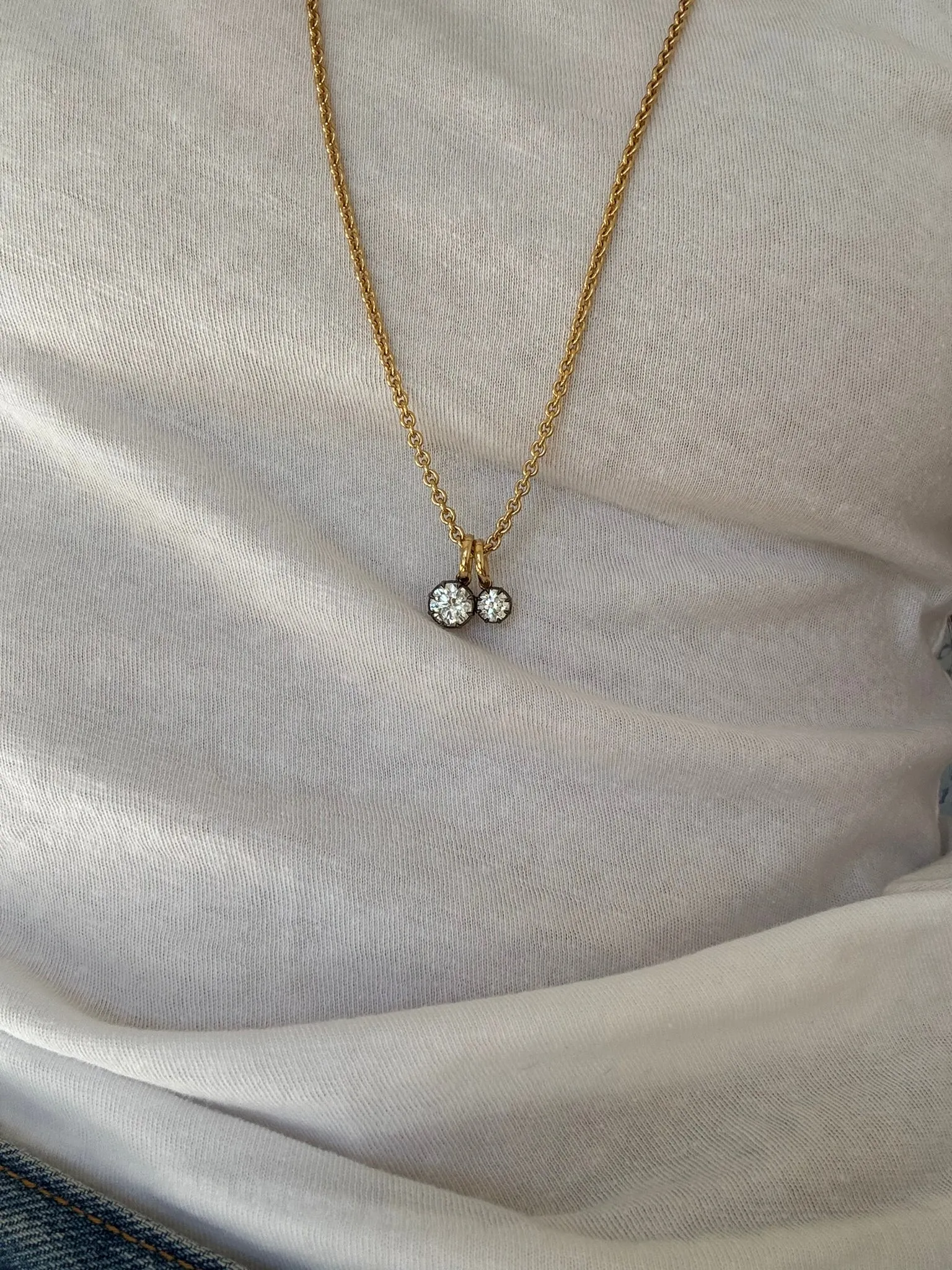 Collet Set 2 Carat Round Diamond Charm sold by Stoned Fine Jewelry product image thumbnail 3