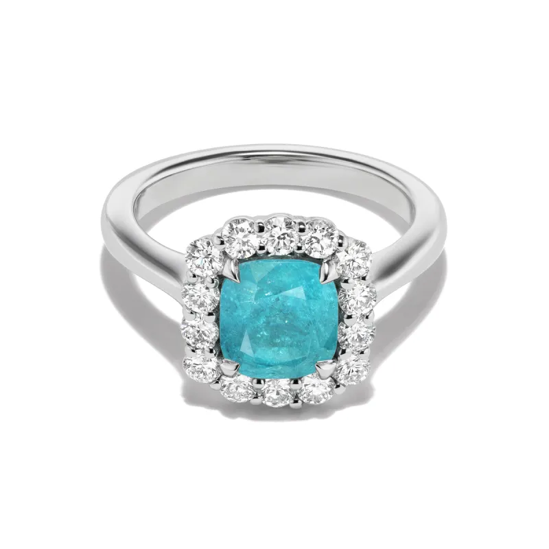 Bespoke 1.39 Carat Cushion Cut Paraíba Tourmaline sold by Stoned Fine Jewelry