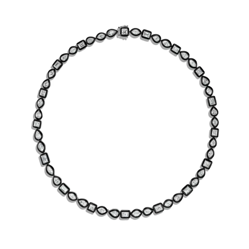 Black Onyx Jubilee Mixed Shape Diamond Necklace made by Stoned Fine Jewelry