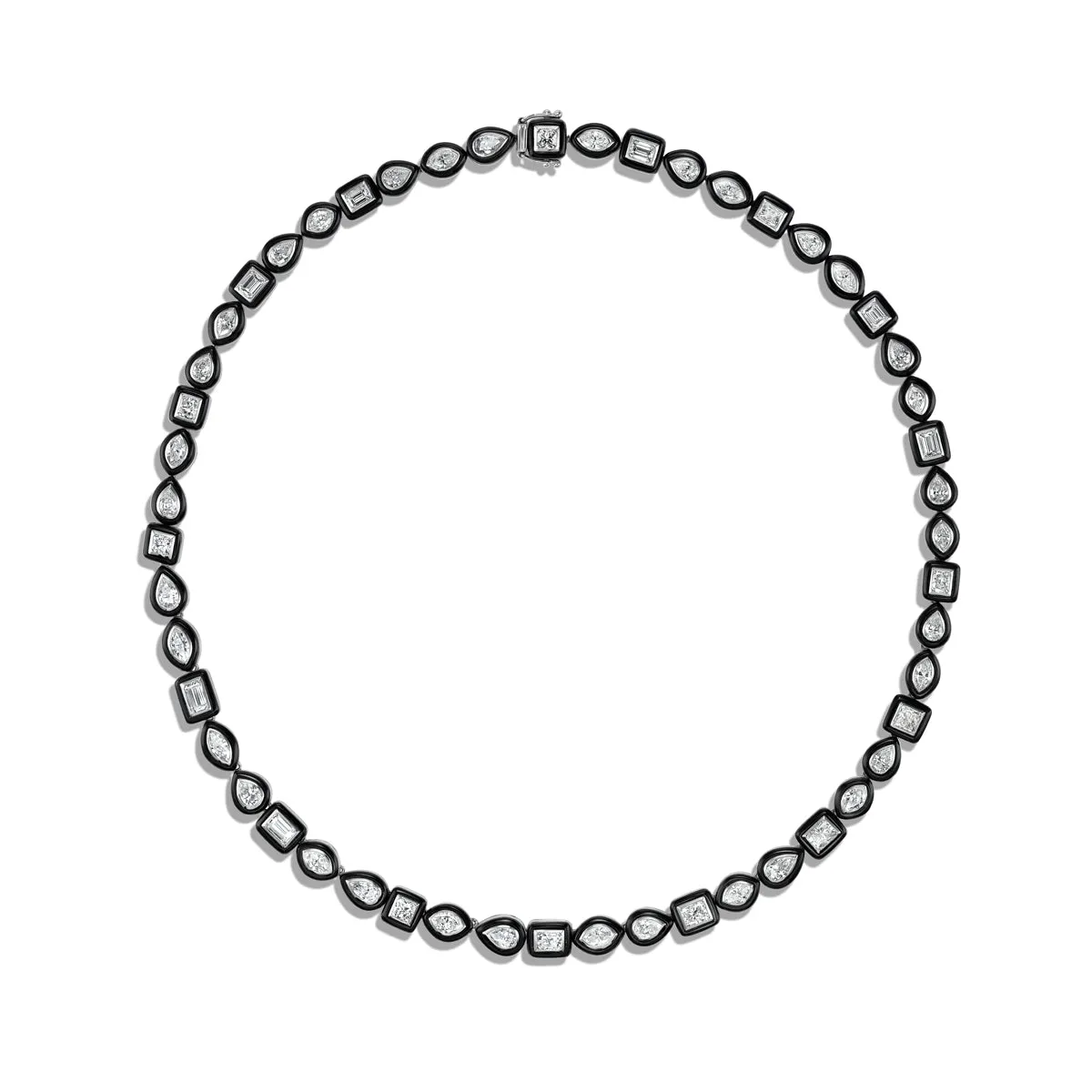 Black Onyx Jubilee Mixed Shape Diamond Necklace sold by Stoned Fine Jewelry