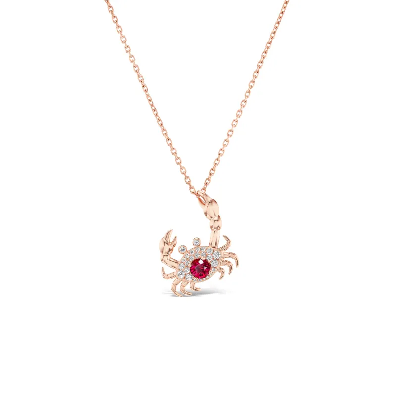 Burmese Ruby Crab Pendant made by Stoned Fine Jewelry
