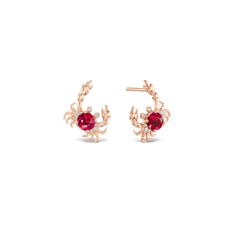 Burmese Ruby Crab Earring made by Stoned Fine Jewelry