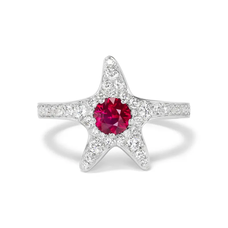 *NEW* Burmese Ruby Starfish Ring sold by Stoned Fine Jewelry