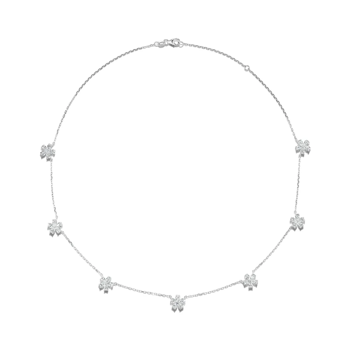 Mini 7 Motif Forget-Me-Not Diamond Necklace sold by Stoned Fine Jewelry product image thumbnail 2