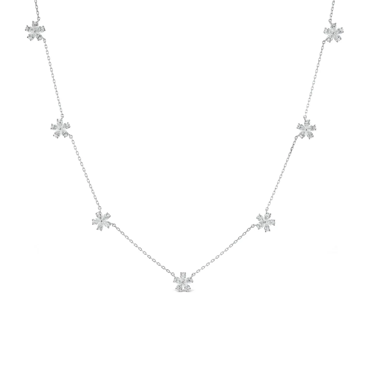 Mini 7 Motif Forget-Me-Not Diamond Necklace sold by Stoned Fine Jewelry