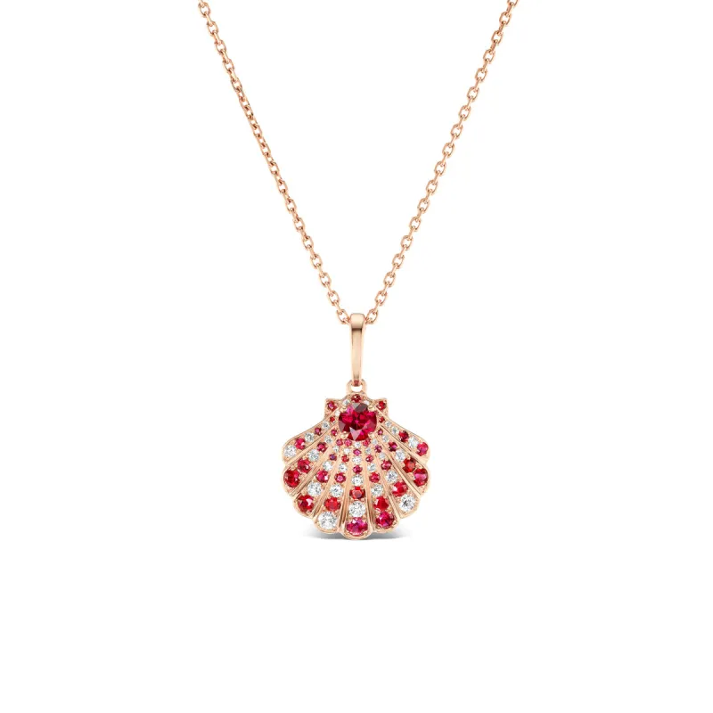 *NEW* Burmese Ruby Seashell Pendant made by Stoned Fine Jewelry