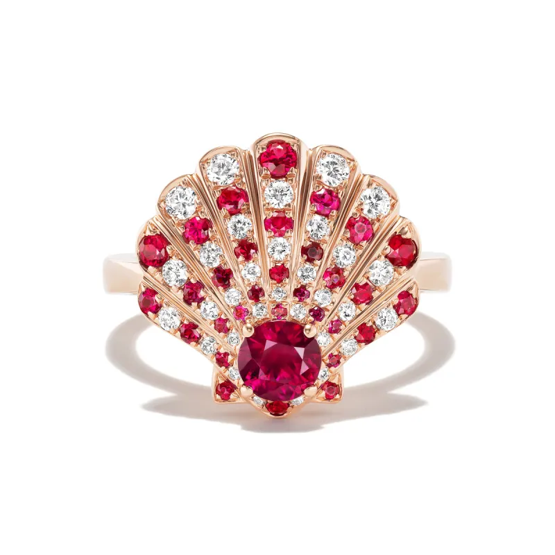 *NEW* Burmese Ruby Seashell Ring sold by Stoned Fine Jewelry
