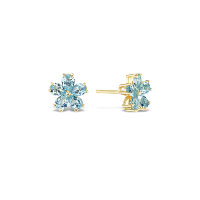Mini Forget-Me-Not Aquamarine Earrings made by Stoned Fine Jewelry