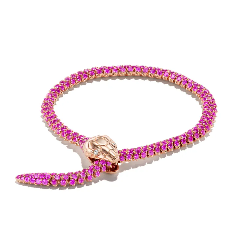 Nouveau Hot Pink Sapphire Serpent Bracelet sold by Stoned Fine Jewelry