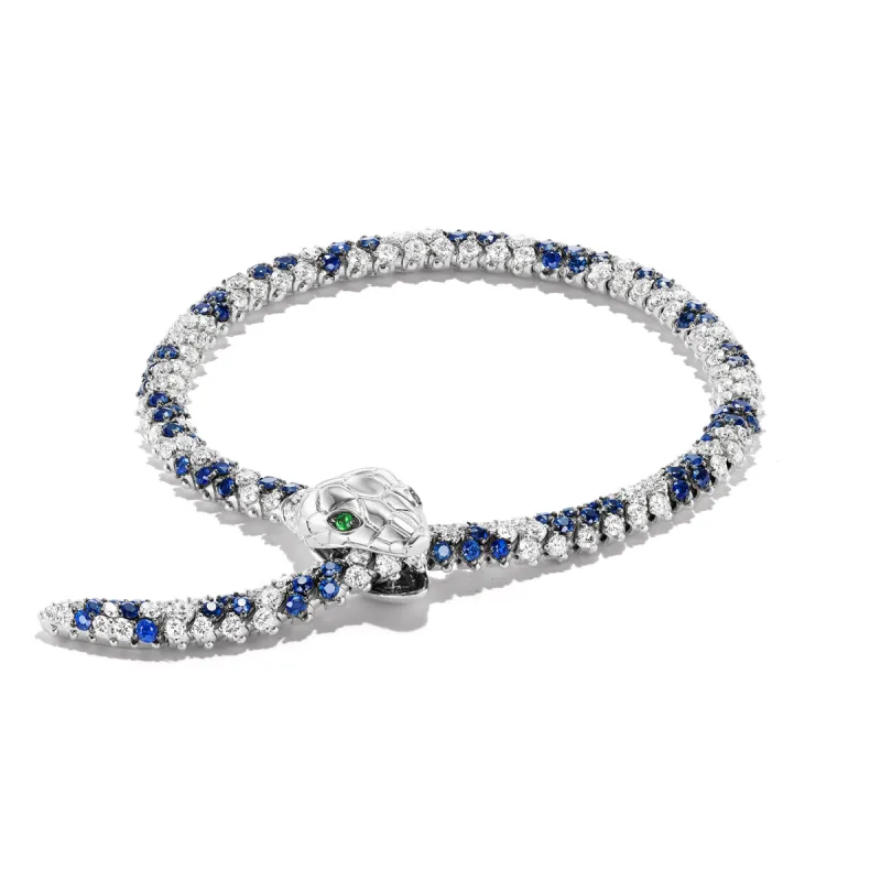 Nouveau Sapphire & Diamond Serpent Bracelet sold by Stoned Fine Jewelry