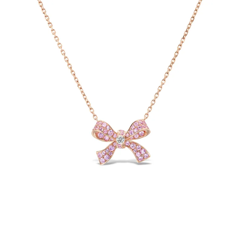 *NEW* Pink Sapphire Bow Pendant made by Stoned Fine Jewelry