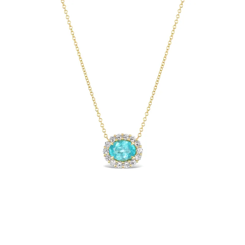 *NEW* Bespoke East West 1.12CT Oval Cut Paraiba Bloom Pendant made by Stoned Fine Jewelry