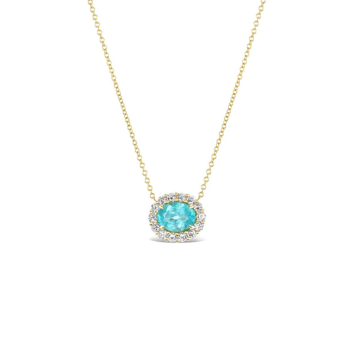 *NEW* Bespoke East West 1.12CT Oval Cut Paraiba Bloom Pendant sold by Stoned Fine Jewelry