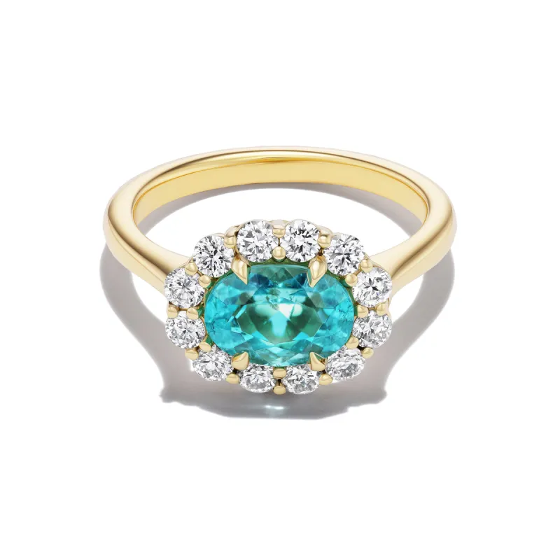 *NEW* Bespoke 1.44CT Oval Cut Paraiba Tourmaline Bloom Ring made by Stoned Fine Jewelry