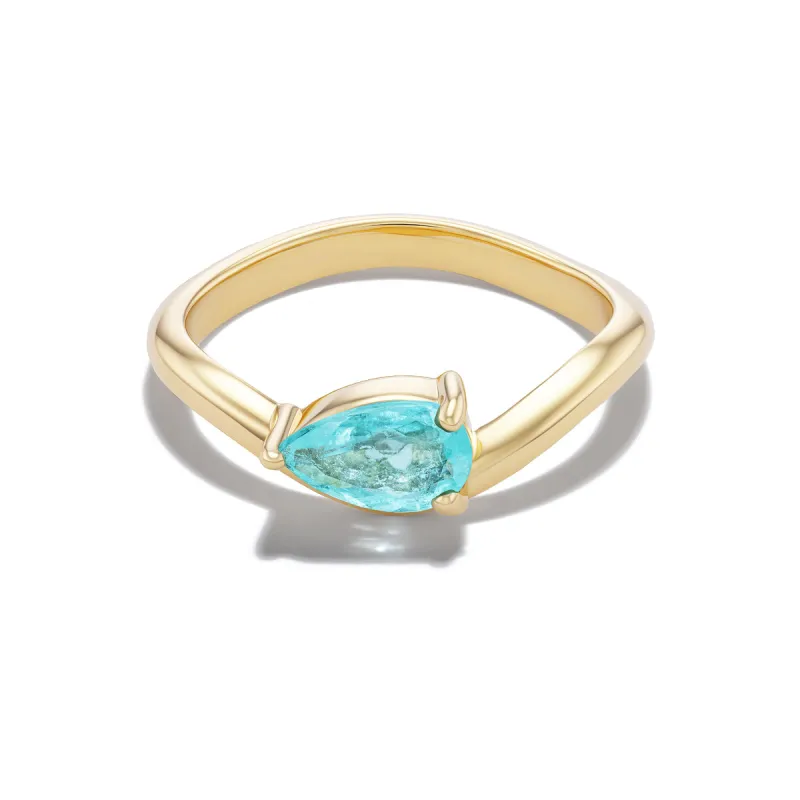 *NEW* Wavy 0.46 Carat Pear Paraíba Tourmaline Pinky Ring made by Stoned Fine Jewelry