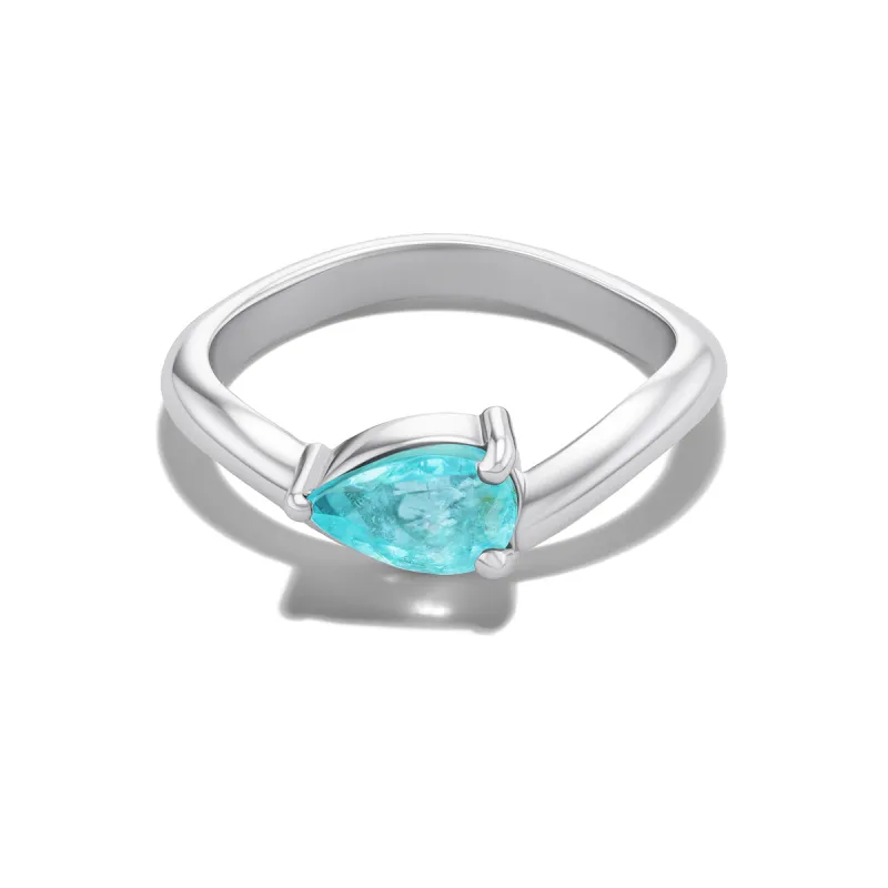 *NEW* Wave 0.55 Carat Pear Cut Paraíba Tourmaline Pinky Ring made by Stoned Fine Jewelry