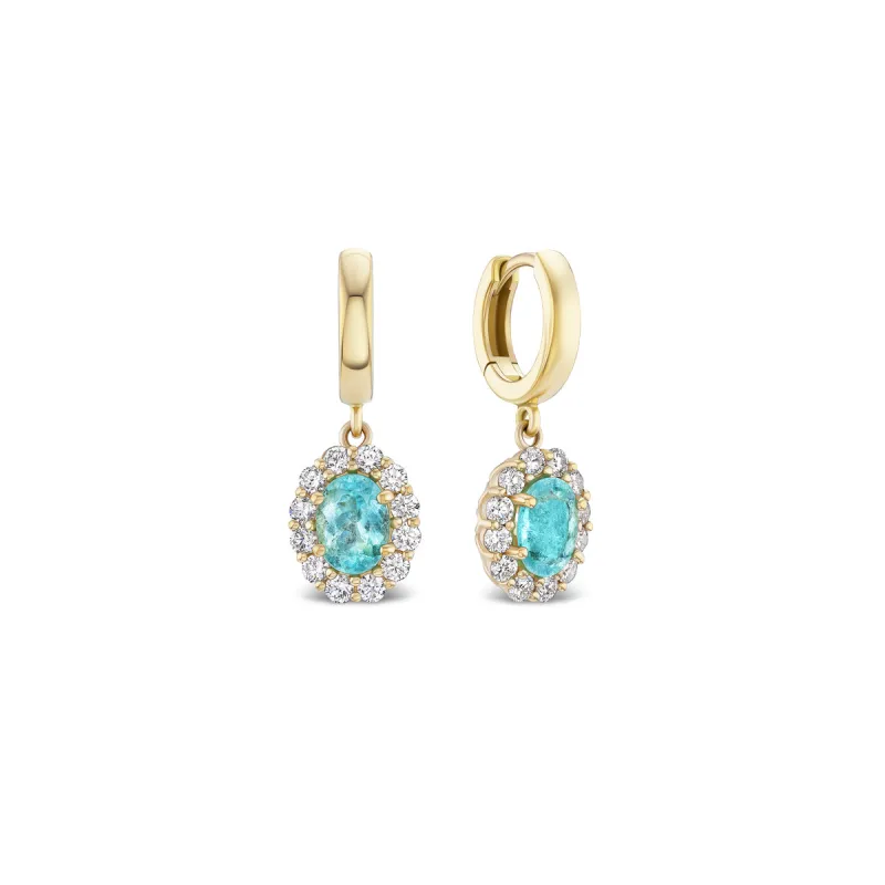 *NEW* Bespoke 1.64CTW Oval Cut Paraíba Tourmaline Bloom Earrings made by Stoned Fine Jewelry