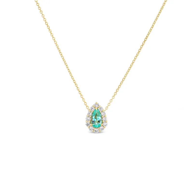 *NEW* Bespoke 0.65CT Pear Cut Paraiba Bloom Pendant made by Stoned Fine Jewelry