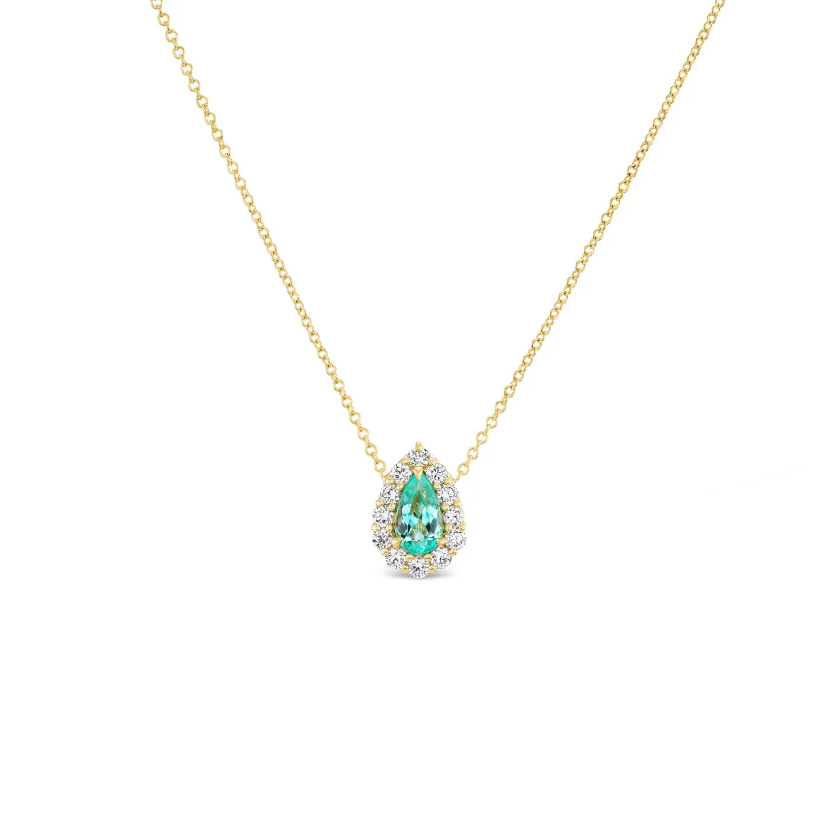 *NEW* Bespoke 0.65CT Pear Cut Paraiba Bloom Pendant sold by Stoned Fine Jewelry