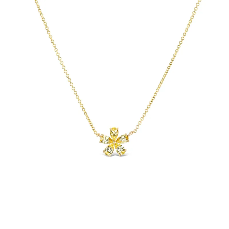 Small Forget-Me-Not Yellow Sapphire Necklace made by Stoned Fine Jewelry