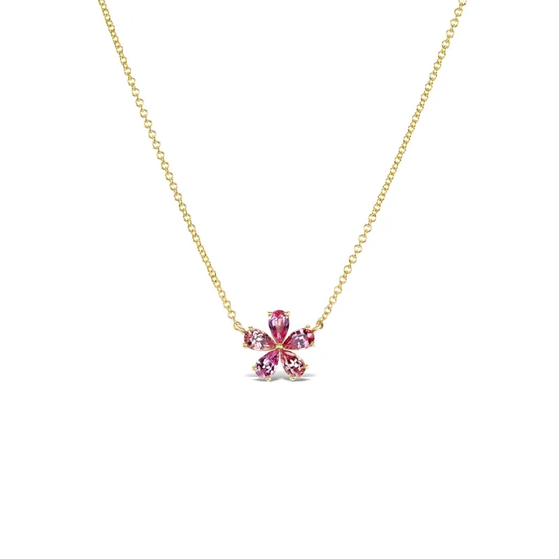 Small Forget-Me-Not Pink Sapphire Necklace made by Stoned Fine Jewelry