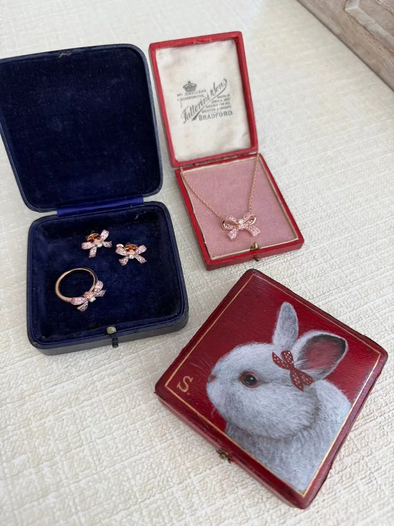 Pink Sapphire Bow Earrings sold by Stoned Fine Jewelry product image thumbnail 3