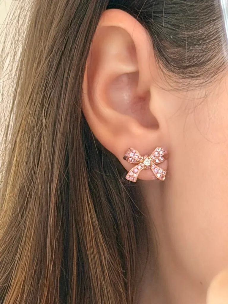 Pink Sapphire Bow Earrings sold by Stoned Fine Jewelry product image thumbnail 2