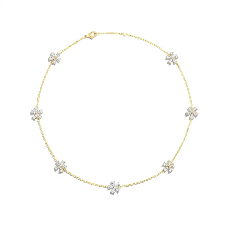 *NEW* Mini 7 Motif Forget-Me-Not Diamond Necklace made by Stoned Fine Jewelry