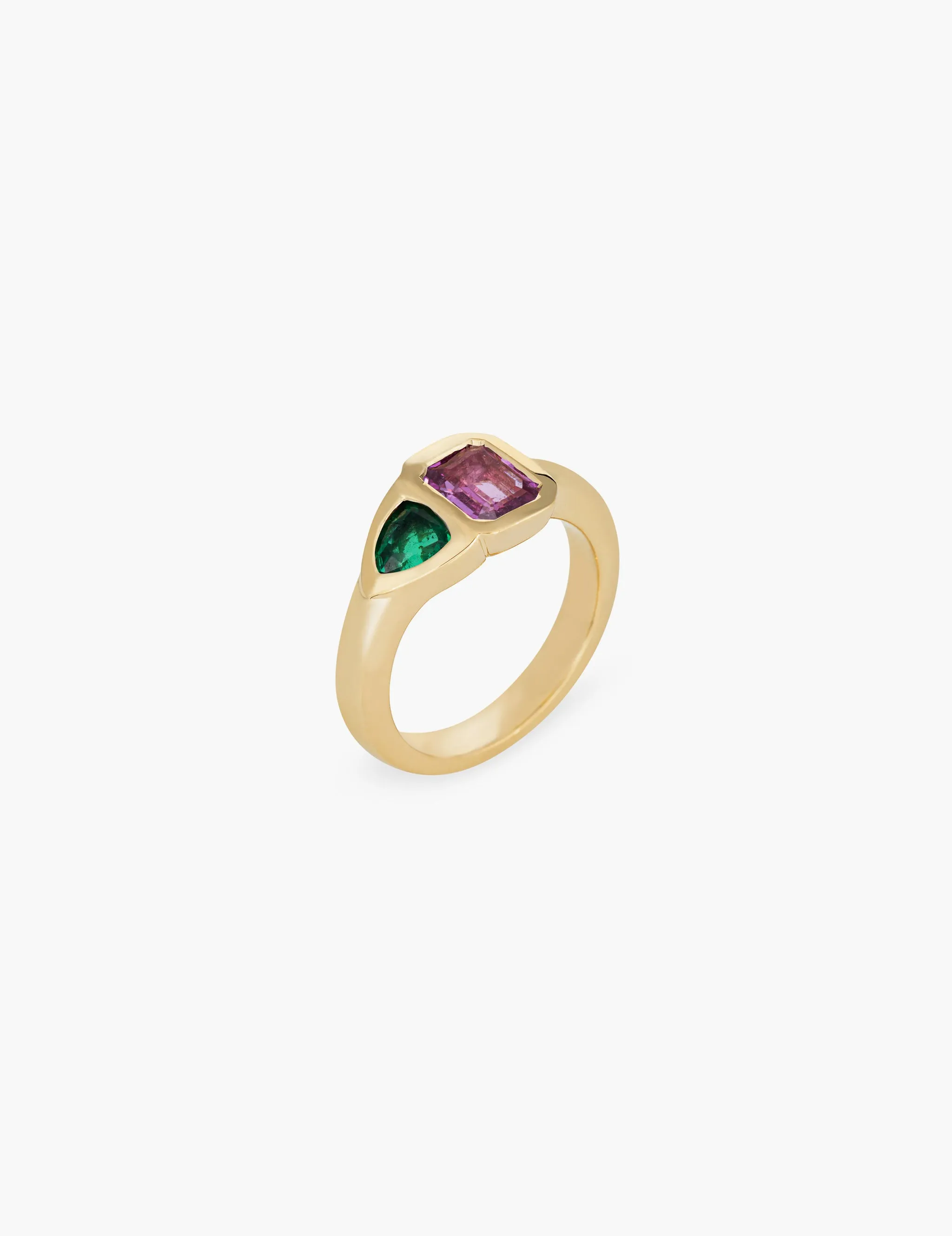 Emerald and Sapphire Trillion Diptych Ring sold by Kathryn Bentley product image thumbnail 2