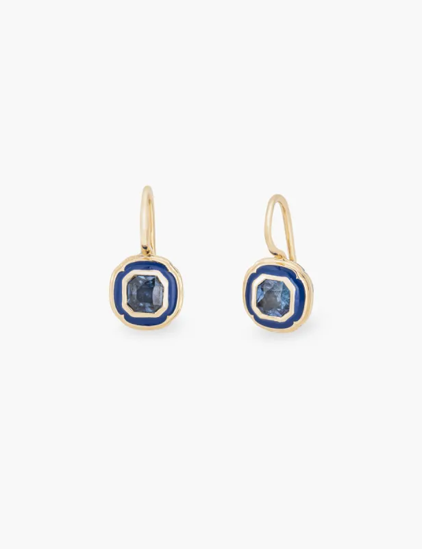 Blue Sapphire Checkered Earrings made by Kathryn Bentley