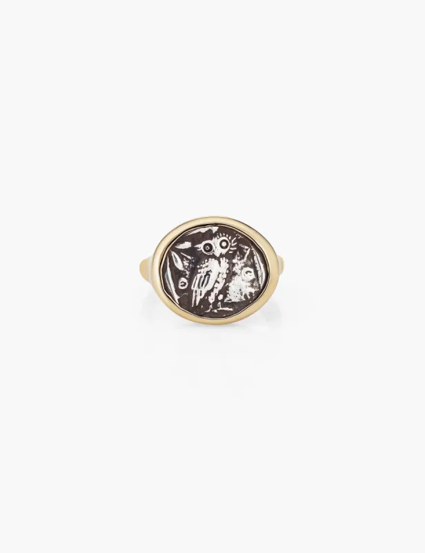 Owl of Athena Coin Ring in Gold and Sterling Silver sold by Kathryn Bentley