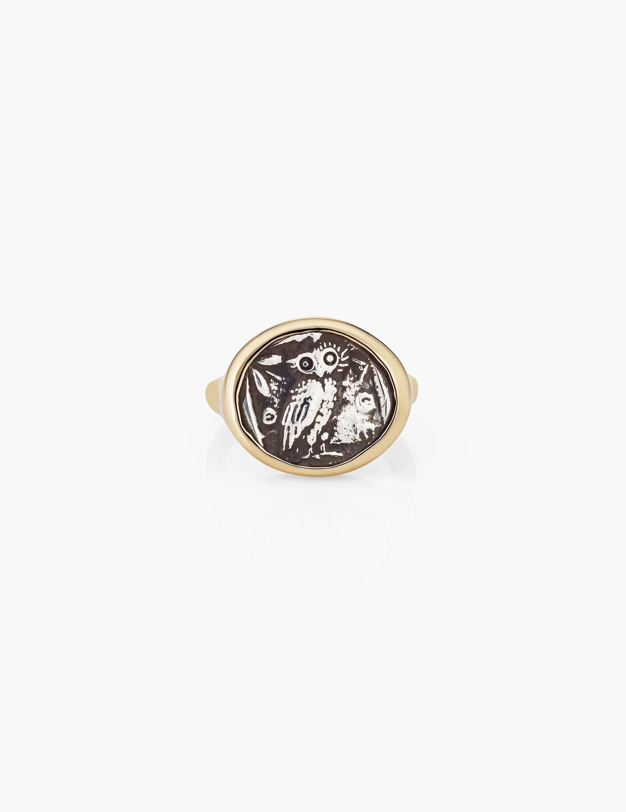 Owl of Athena Coin Ring in Gold and Sterling Silver sold by Kathryn Bentley