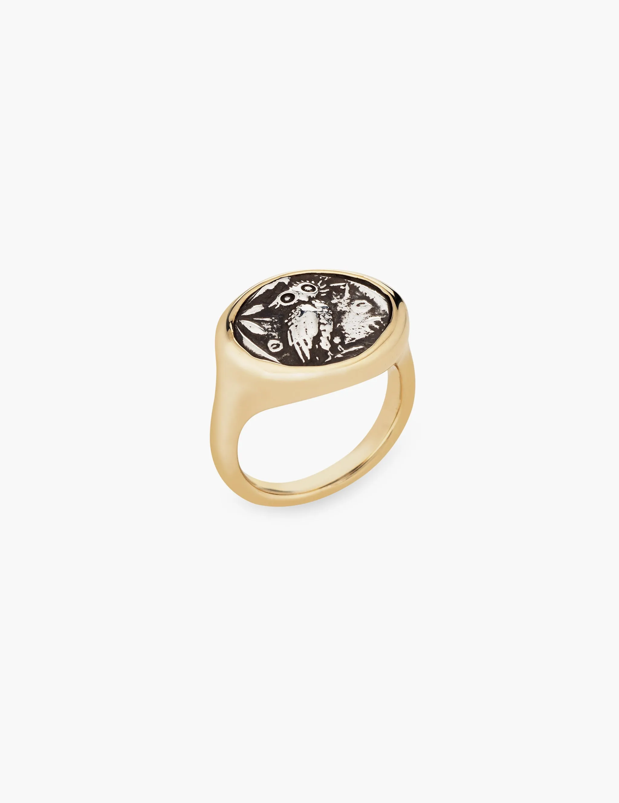 Owl of Athena Coin Ring in Gold and Sterling Silver sold by Kathryn Bentley product image thumbnail 2