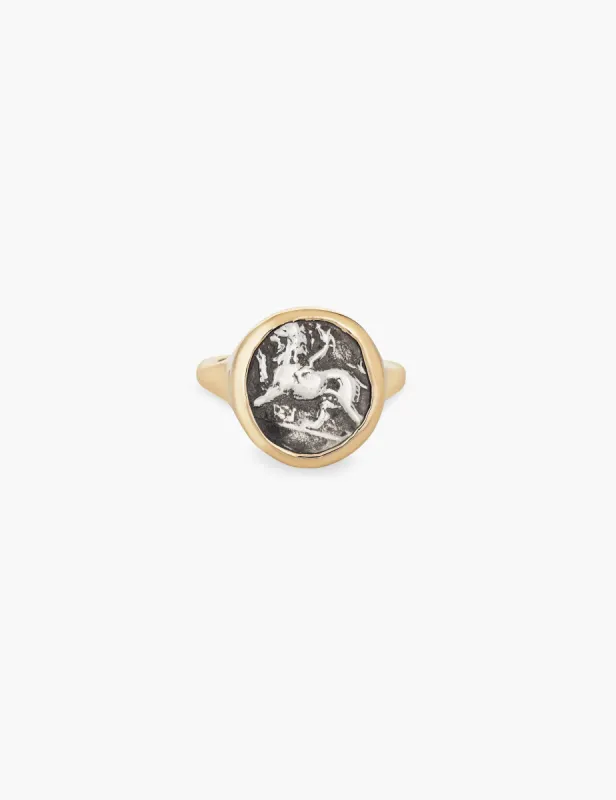 Chimera and Dove Ring in Gold and Sterling Silver sold by Kathryn Bentley