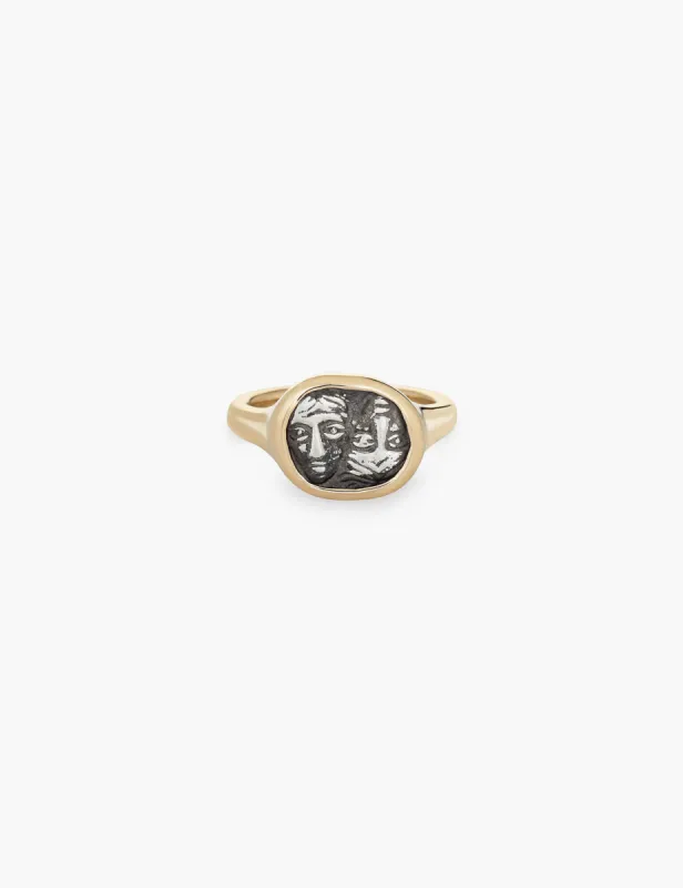 Gemini Coin Ring in Gold and Sterling Silver sold by Kathryn Bentley