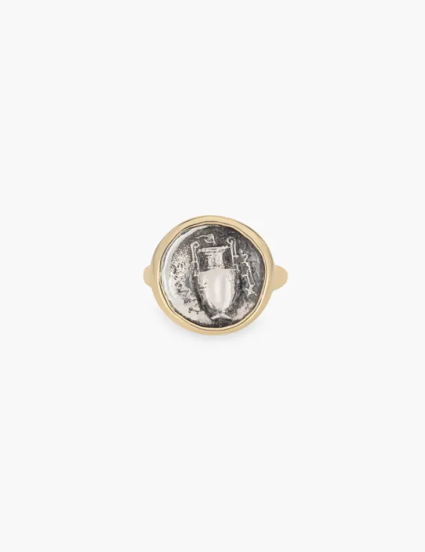 Urn Coin Ring in Gold and Sterling Silver made by Kathryn Bentley